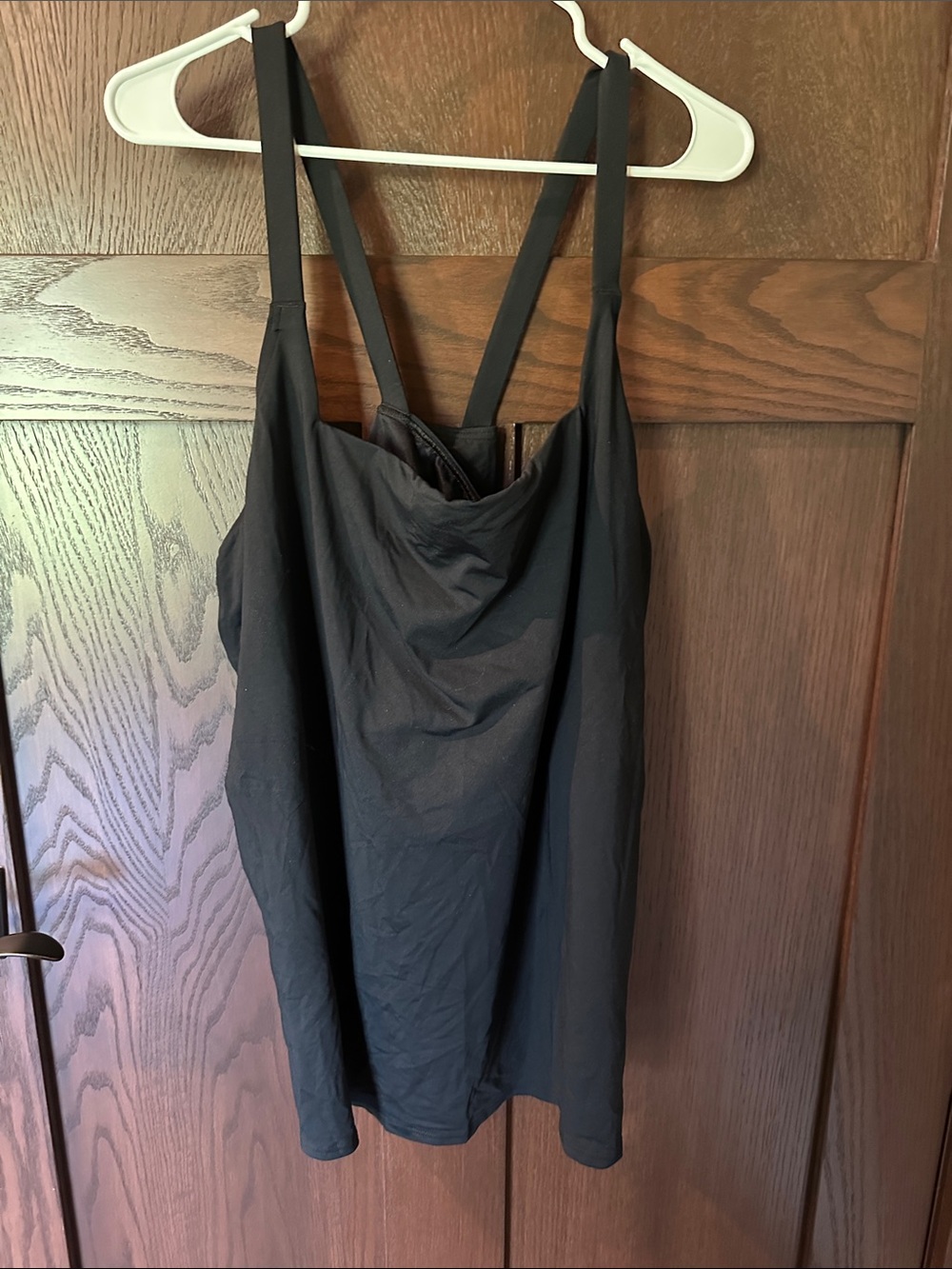Lands' End Black Swim Cami with Draped Neck